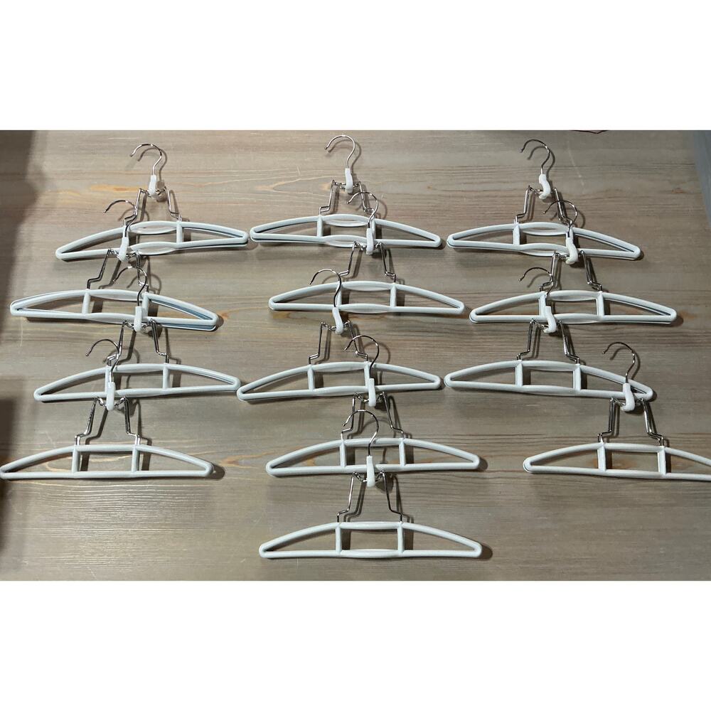 13 White Plastic Clamp-Style Skirt/Pant Hangers